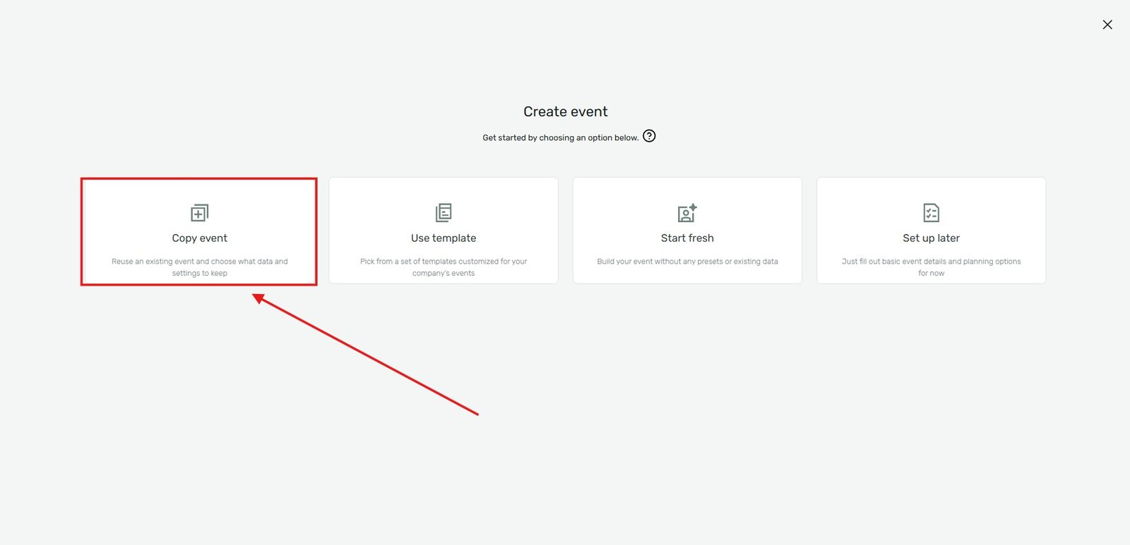 Copy Through create event | Attendeegain