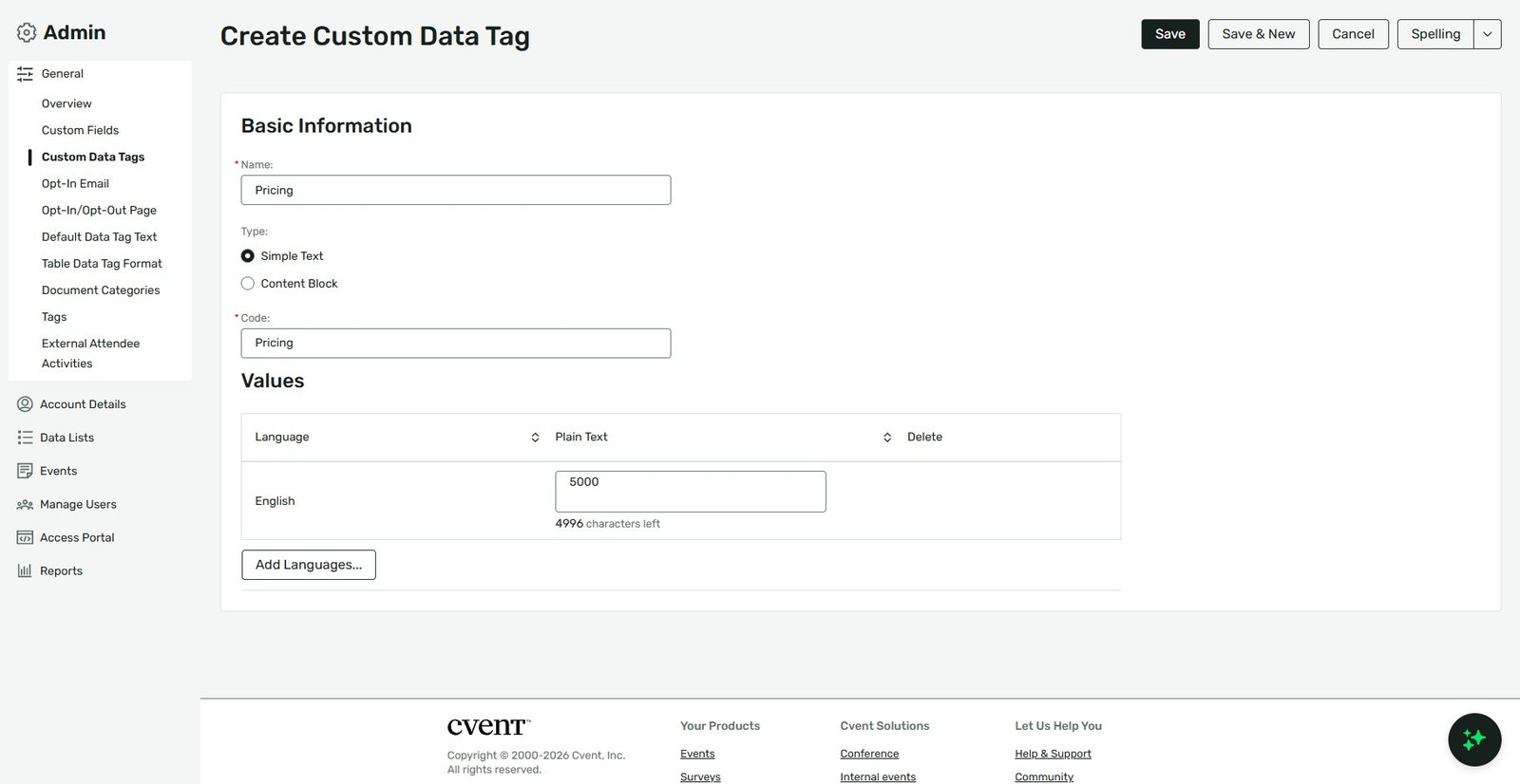 Custom Data Tag | Cvent | AttendeeGain