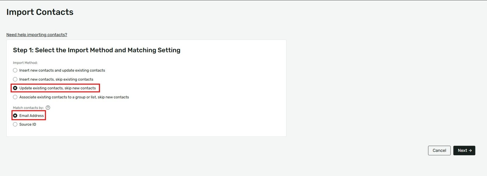 Update Contacts | Attendeegain